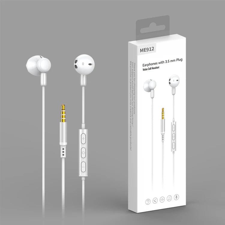JMT-848266 Stereo Wired Earphones with Microphone for Mobile Devices - Metal Design