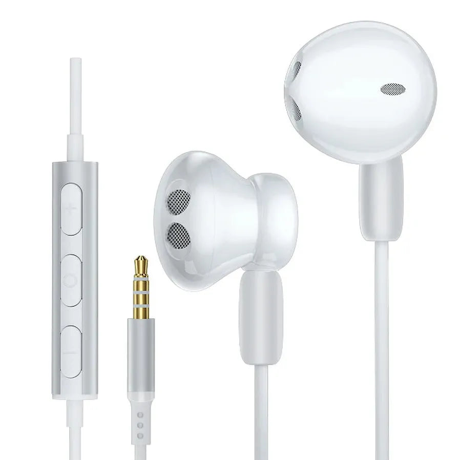 JMT-848266 Stereo Wired Earphones with Microphone for Mobile Devices - Metal Design