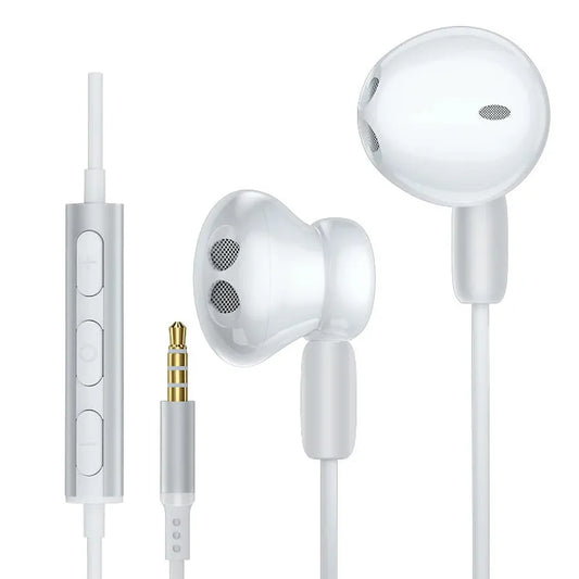 JMT-848266 Stereo Wired Earphones with Microphone for Mobile Devices - Metal Design