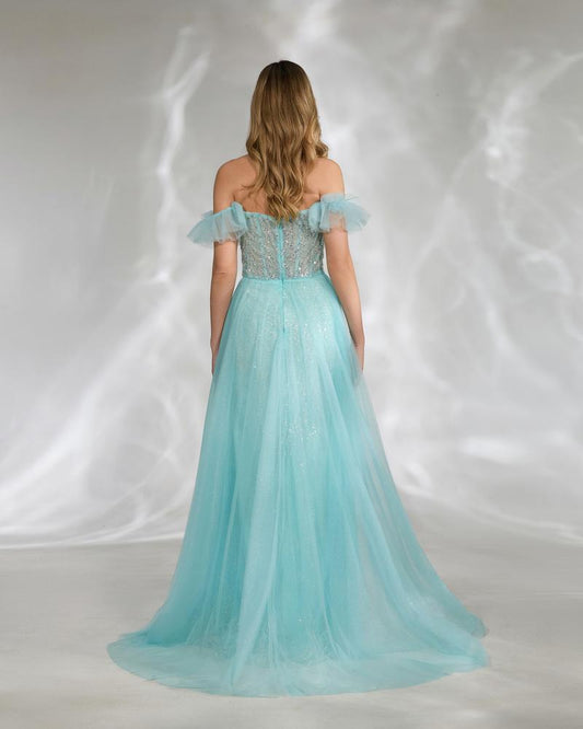 JMT-848842 Elegant Blue Evening Dress for Women - SH0146