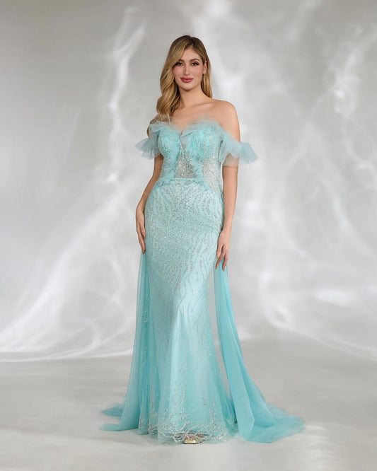 JMT-848842 Elegant Blue Evening Dress for Women - SH0146
