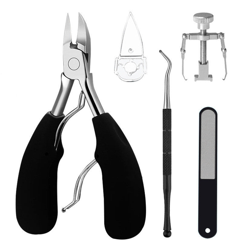 JMT-848906 5-Piece Stainless Steel Nail and Pedicure Tool Set with ABS Rubber Handles