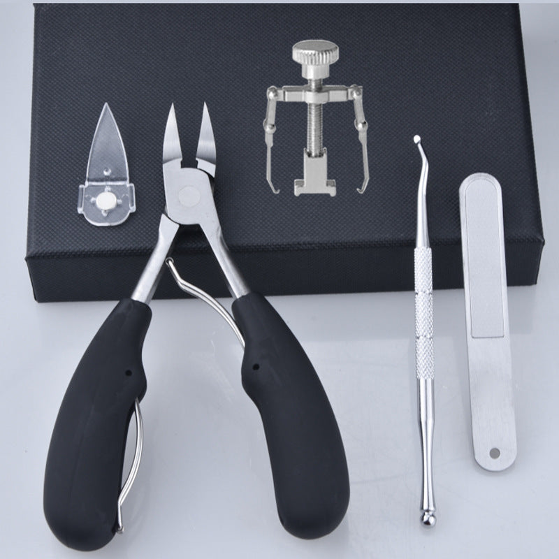 JMT-848906 5-Piece Stainless Steel Nail and Pedicure Tool Set with ABS Rubber Handles