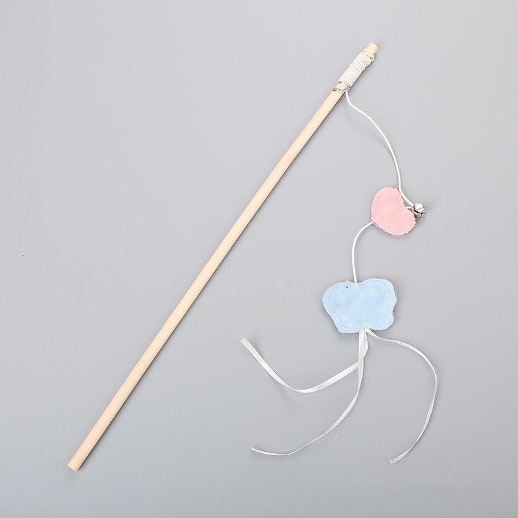JMT-848906 Flexible Wooden Cat Teaser Stick with Bell and Elastic Rope for Interactive Play - 43cm