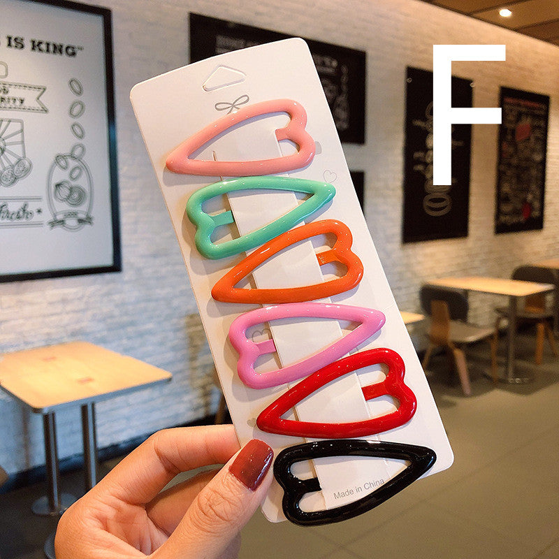 JMT-849290 Candy Color Geometric Triangle Heart Hairpin for Stylish Bangs - Modern Metal Hair Jewelry