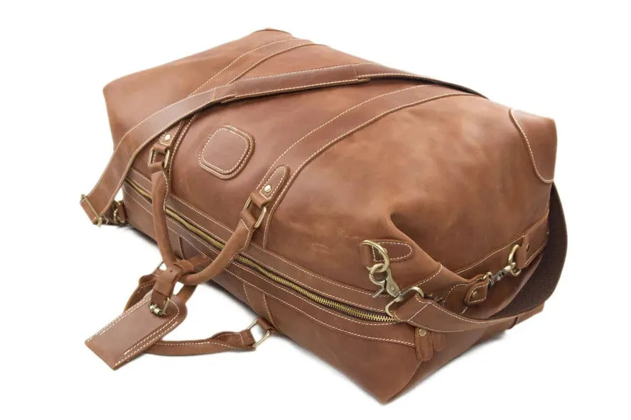 JMT-849290 Genuine Leather Weekender Duffel Bag for Travel and Outdoor Activities