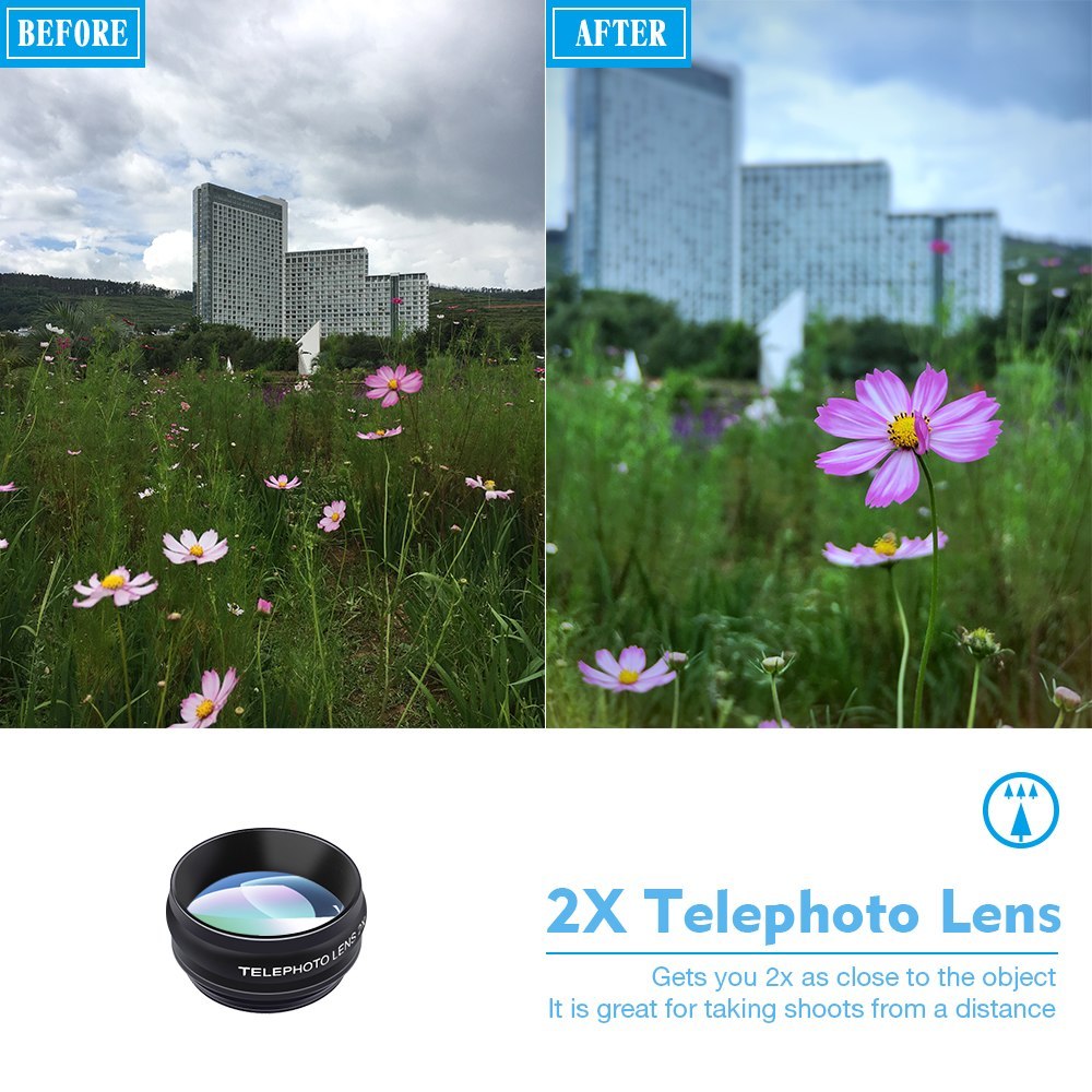 JMT-849290 Universal 10-in-1 Smartphone Camera Lens Kit with Fisheye, Wide Angle, Macro, Telephoto, CPL, Kaleidoscope, and Star Filters