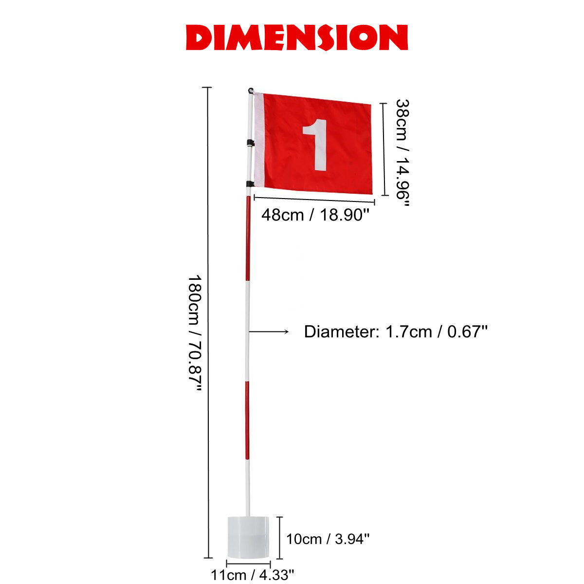 JMT-849610 Three-Section Golf Flagpole for Course Marking and Decoration