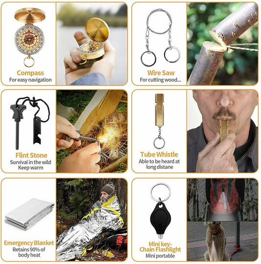 JMT-849802 14-in-1 Outdoor Survival Kit for Camping, Hiking, and Tactical Adventures