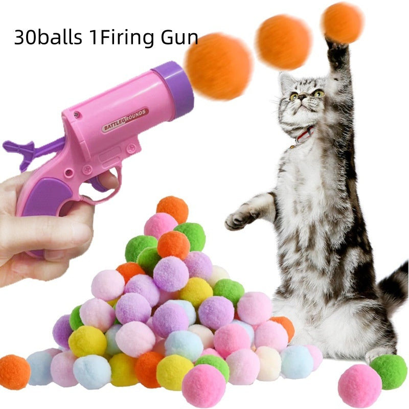 JMT-850058 Interactive Cat Toy Set with Colorful Pompons and Firing Mechanisms