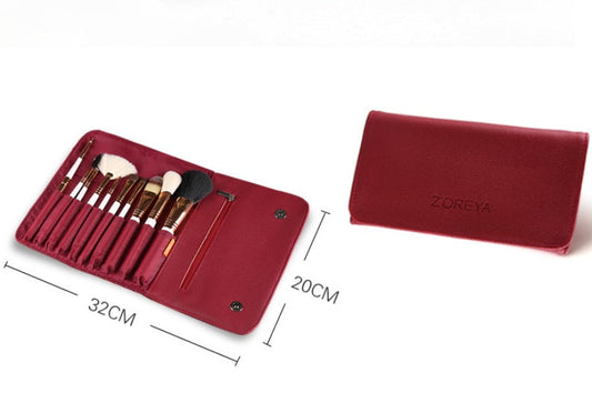 JMT-850186 10-Piece Fiber Makeup Brush Set with Travel Brush Pack for Natural Makeup Application