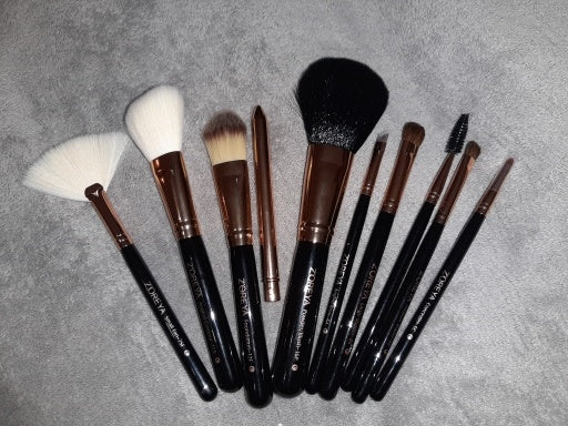 JMT-850186 10-Piece Fiber Makeup Brush Set with Travel Brush Pack for Natural Makeup Application