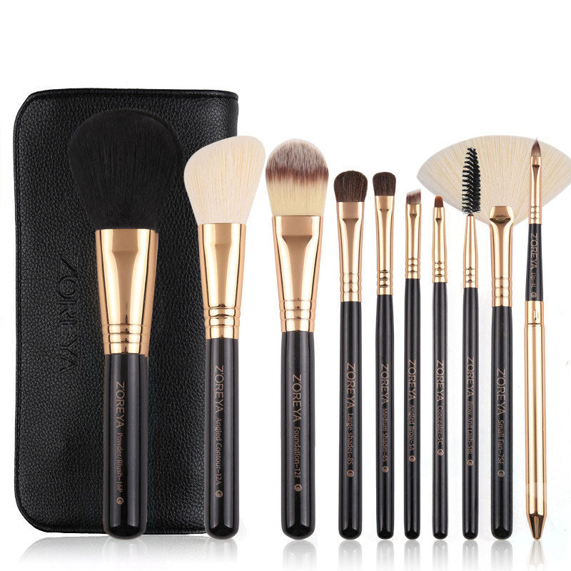 JMT-850186 10-Piece Fiber Makeup Brush Set with Travel Brush Pack for Natural Makeup Application