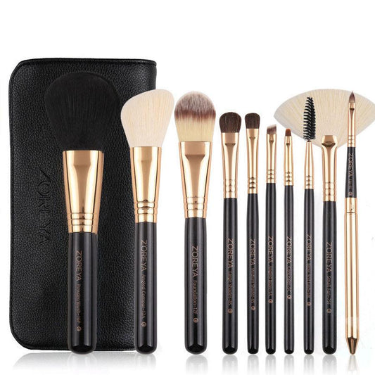 JMT-850186 10-Piece Fiber Makeup Brush Set with Travel Brush Pack for Natural Makeup Application