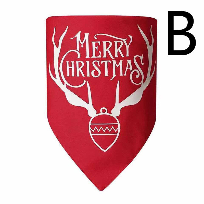 JMT-850378 Christmas Dog Triangle Bandana - Double-layer Polyester in Red and Green, Size L: 70*48*48CM