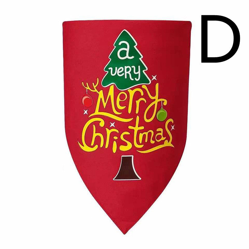 JMT-850378 Christmas Dog Triangle Bandana - Double-layer Polyester in Red and Green, Size L: 70*48*48CM