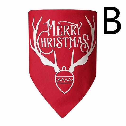 JMT-850378 Christmas Dog Triangle Bandana - Double-layer Polyester in Red and Green, Size L: 70*48*48CM