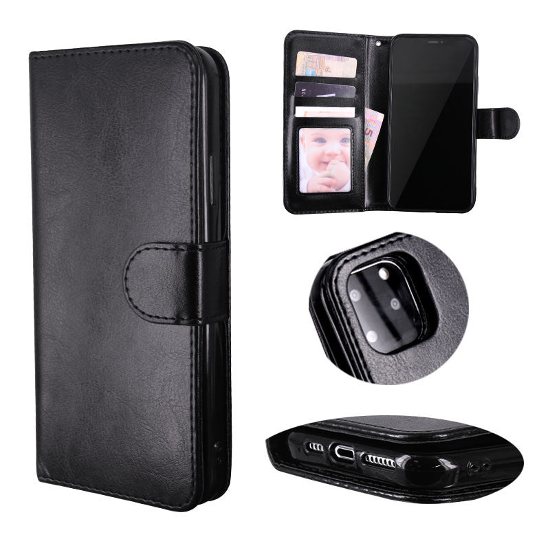 JMT-850442 PU Leather Classic Flip Cover Wallet for Mobile Phones - Business Style in Black, Rose Red, White, Brown