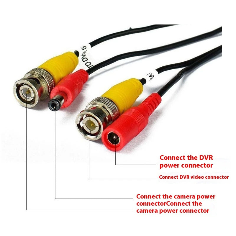 JMT-851082 BNC DC Power Video Integrated Cable for Security Cameras - 5M, 2 Cores, Shielded, Black