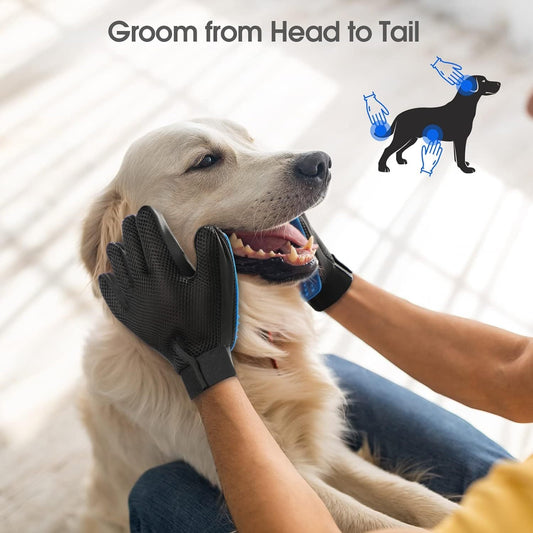 JMT-851146 Pet Grooming Gloves with Silicone Tips for Gentle Shedding and Washing Dogs, Cats, and Horses