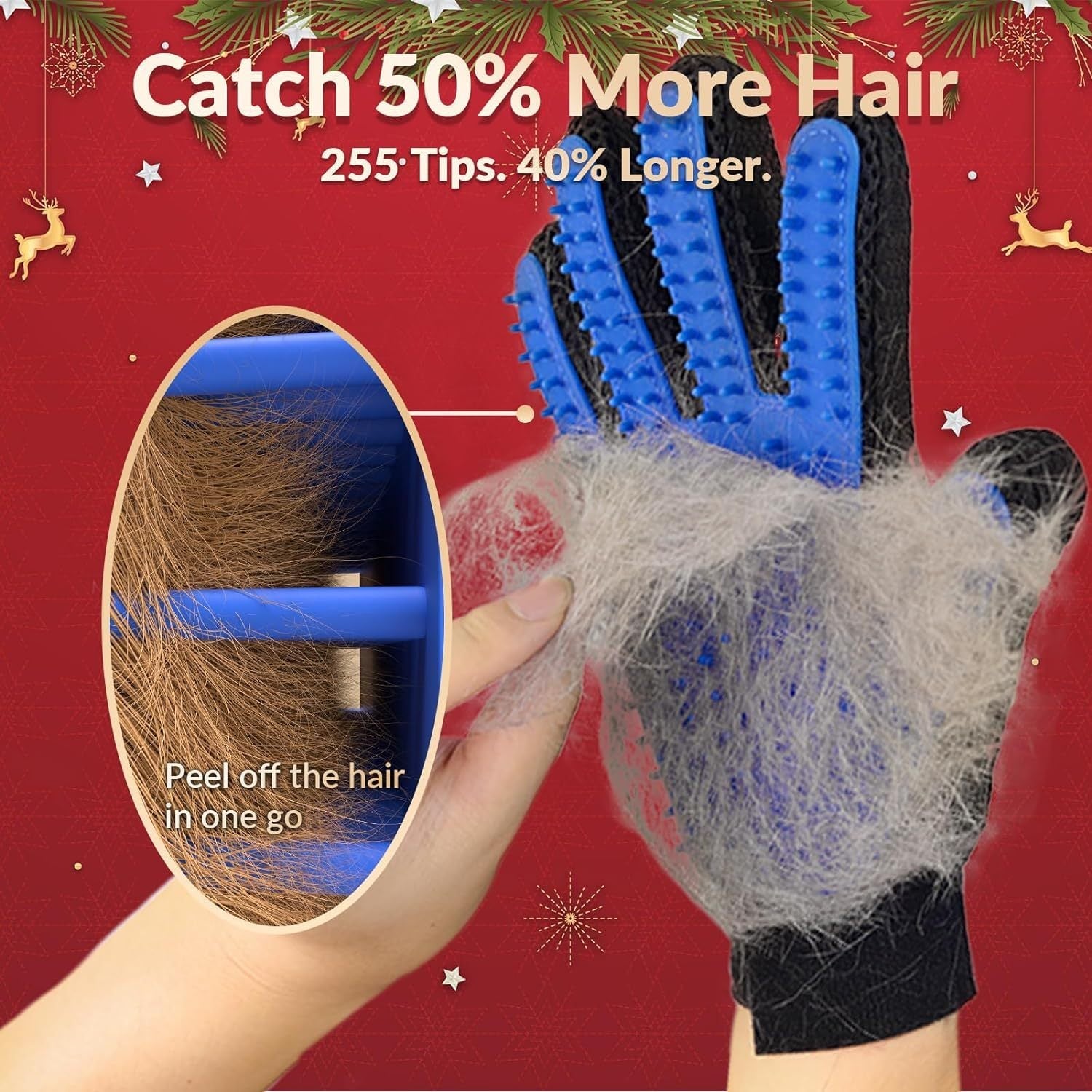 JMT-851146 Pet Grooming Gloves with Silicone Tips for Gentle Shedding and Washing Dogs, Cats, and Horses