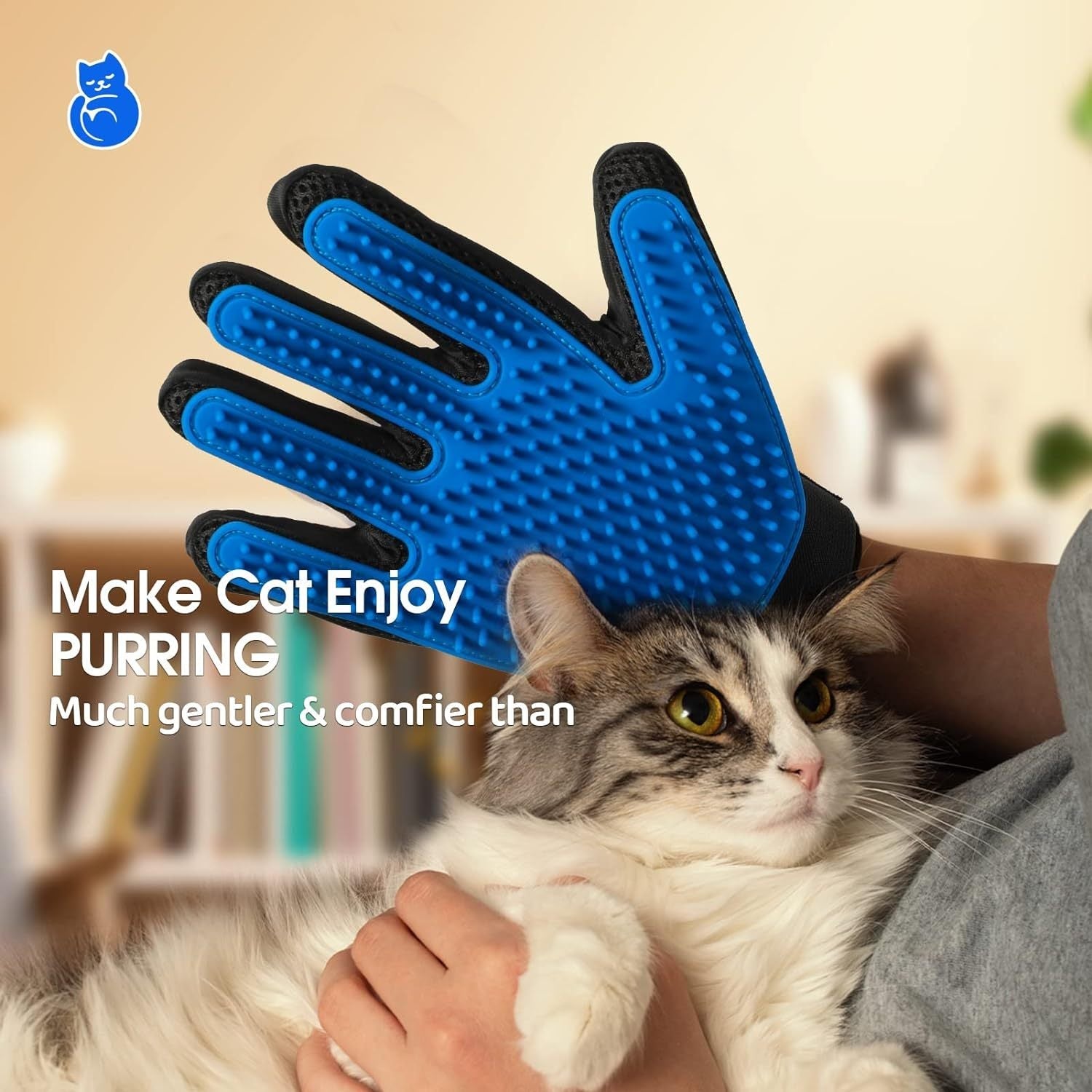 JMT-851146 Pet Grooming Gloves with Silicone Tips for Gentle Shedding and Washing Dogs, Cats, and Horses