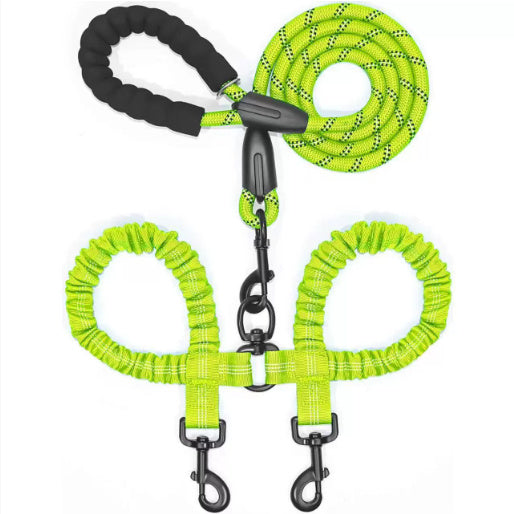 JMT-851402 Dual-Headed Luminous Pet Leash - Explosion-Proof Nylon Traction Belt in Multiple Colors