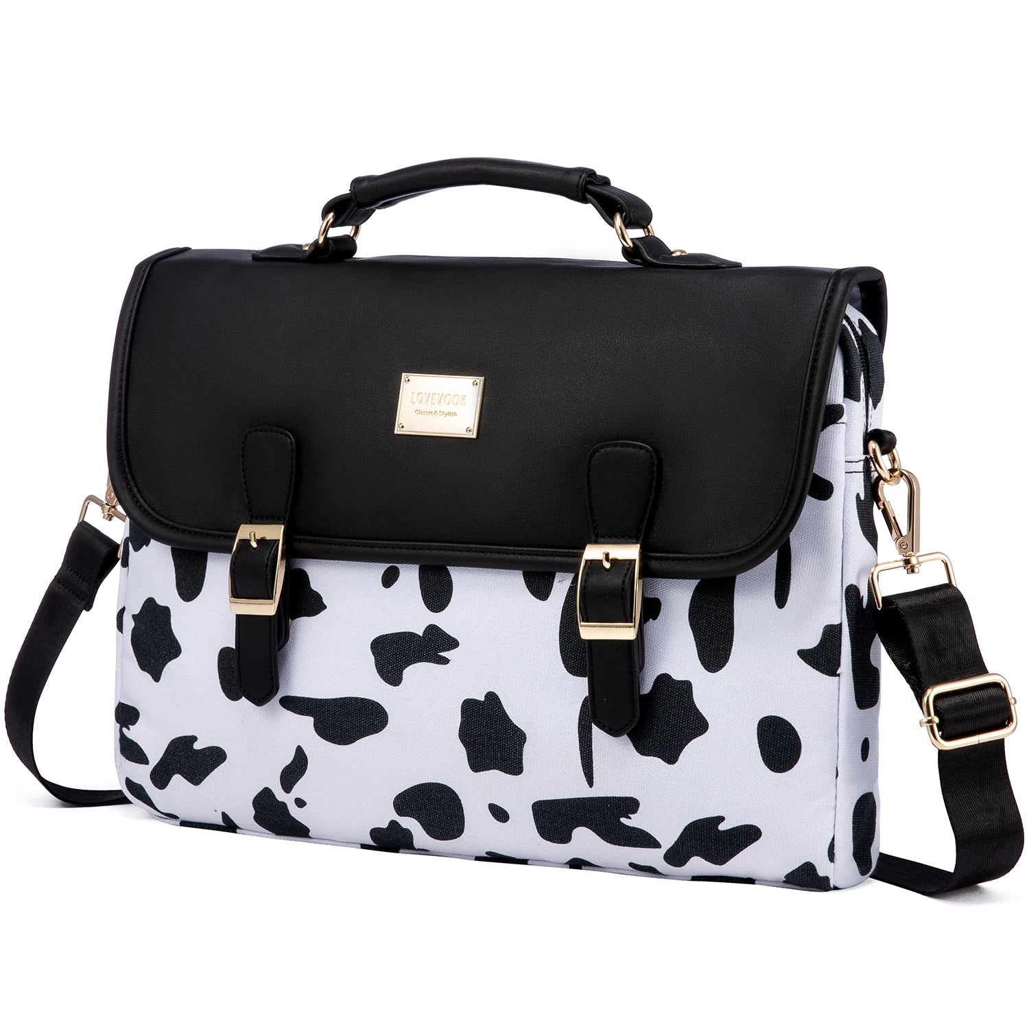JMT-851786 Large Capacity Women's Office Satchel Handbag for 15.6" Laptop - Canvas and PU Shoulder Bag