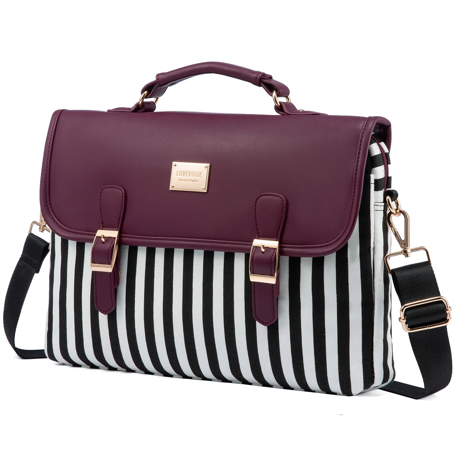 JMT-851786 Large Capacity Women's Office Satchel Handbag for 15.6" Laptop - Canvas and PU Shoulder Bag