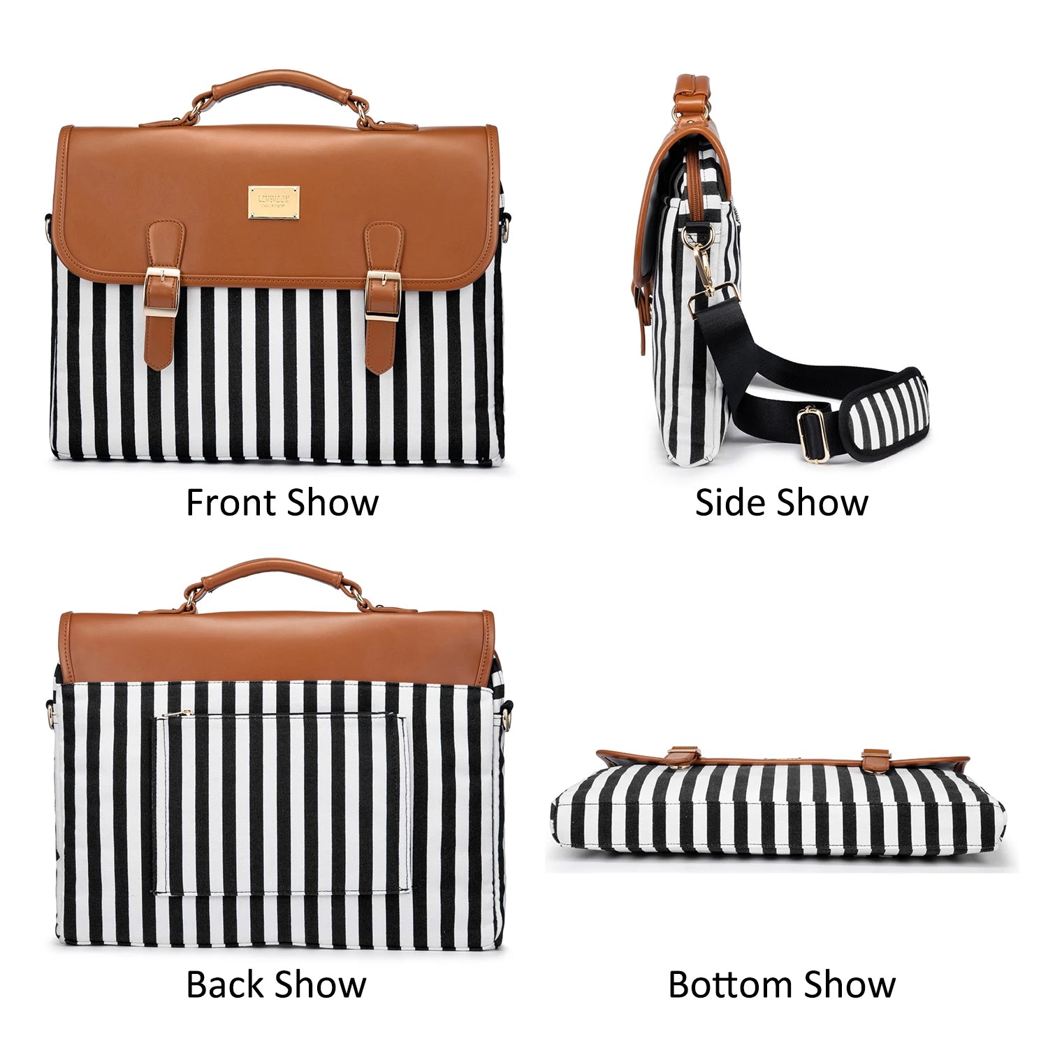 JMT-851786 Large Capacity Women's Office Satchel Handbag for 15.6" Laptop - Canvas and PU Shoulder Bag