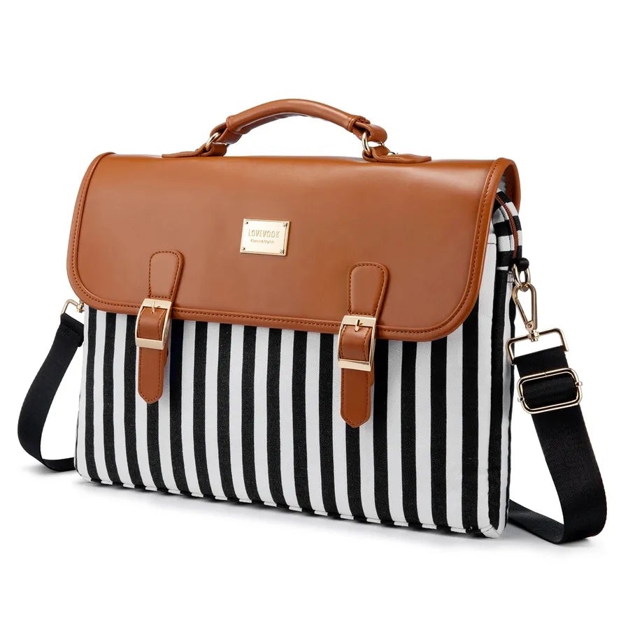 JMT-851786 Large Capacity Women's Office Satchel Handbag for 15.6" Laptop - Canvas and PU Shoulder Bag