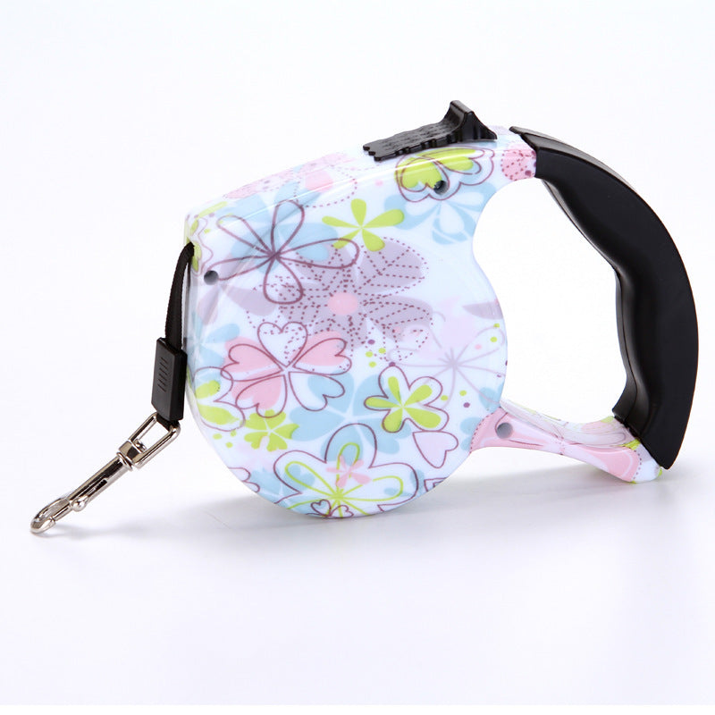 JMT-852554 Automatic Multicolor Dog Walking Traction Rope - 5m Adjustable Lead with Various Patterns