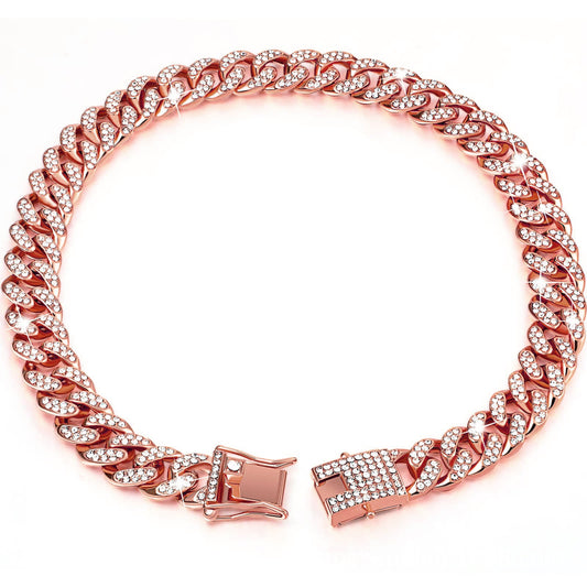 JMT-852874 Diamond Hip Hop Style Dog Collar Necklace in Gold, Silver, & Rose Gold - Multiple Sizes Available