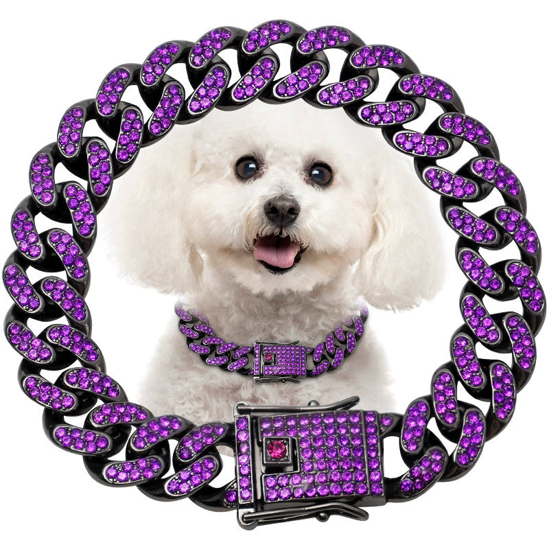 JMT-852874 Diamond Hip Hop Style Dog Collar Necklace in Gold, Silver, & Rose Gold - Multiple Sizes Available