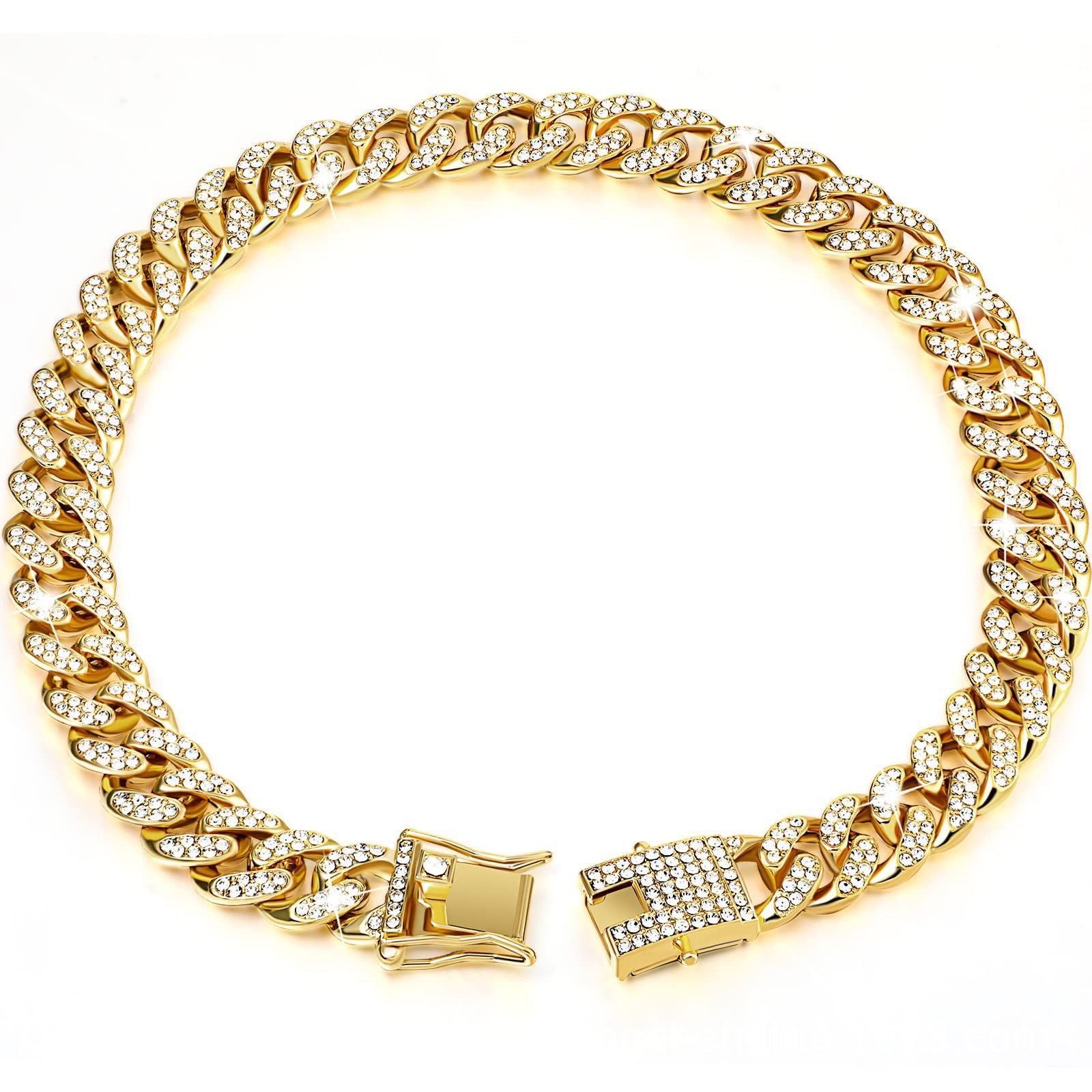 JMT-852874 Diamond Hip Hop Style Dog Collar Necklace in Gold, Silver, & Rose Gold - Multiple Sizes Available