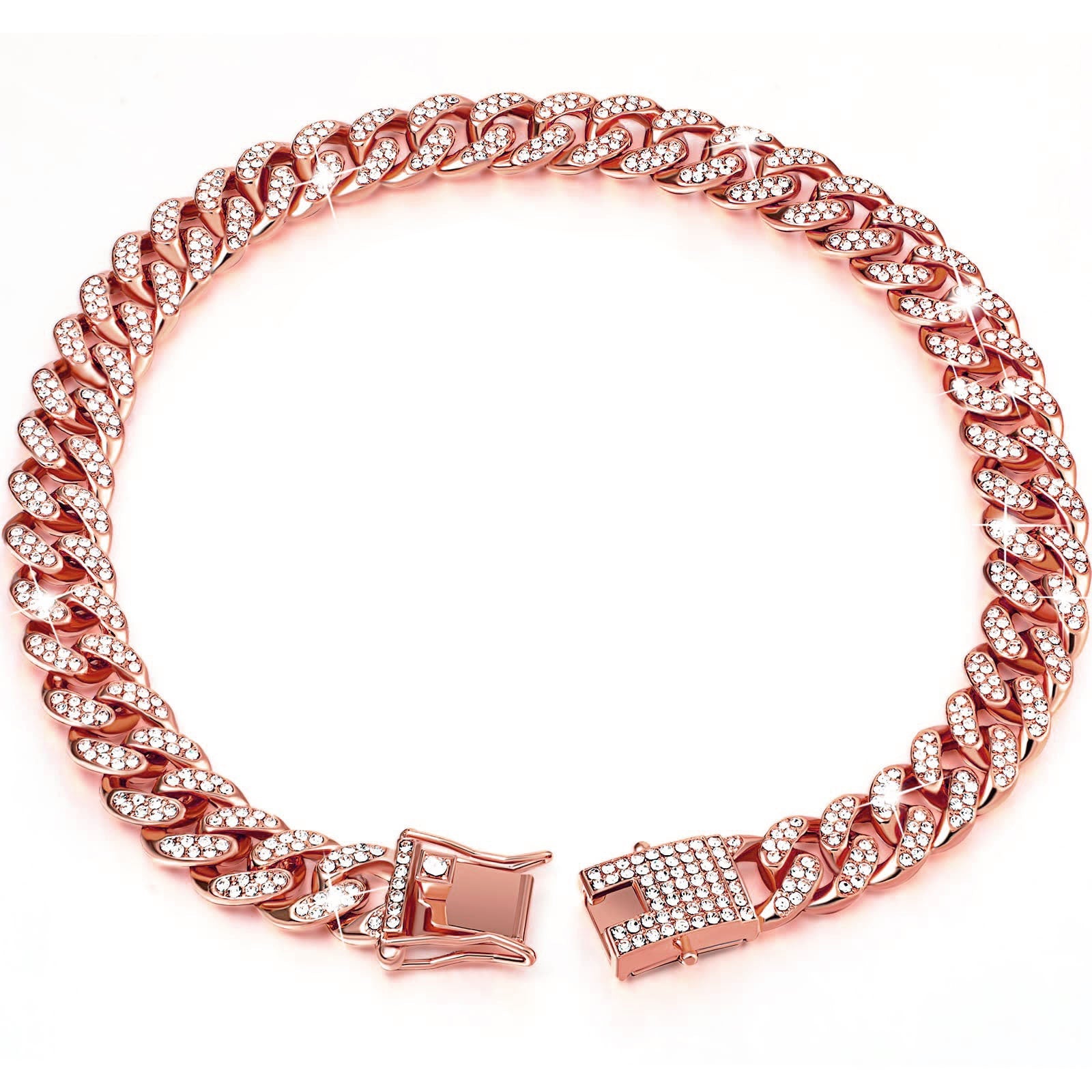 JMT-852874 Diamond Hip Hop Style Dog Collar Necklace in Gold, Silver, & Rose Gold - Multiple Sizes Available