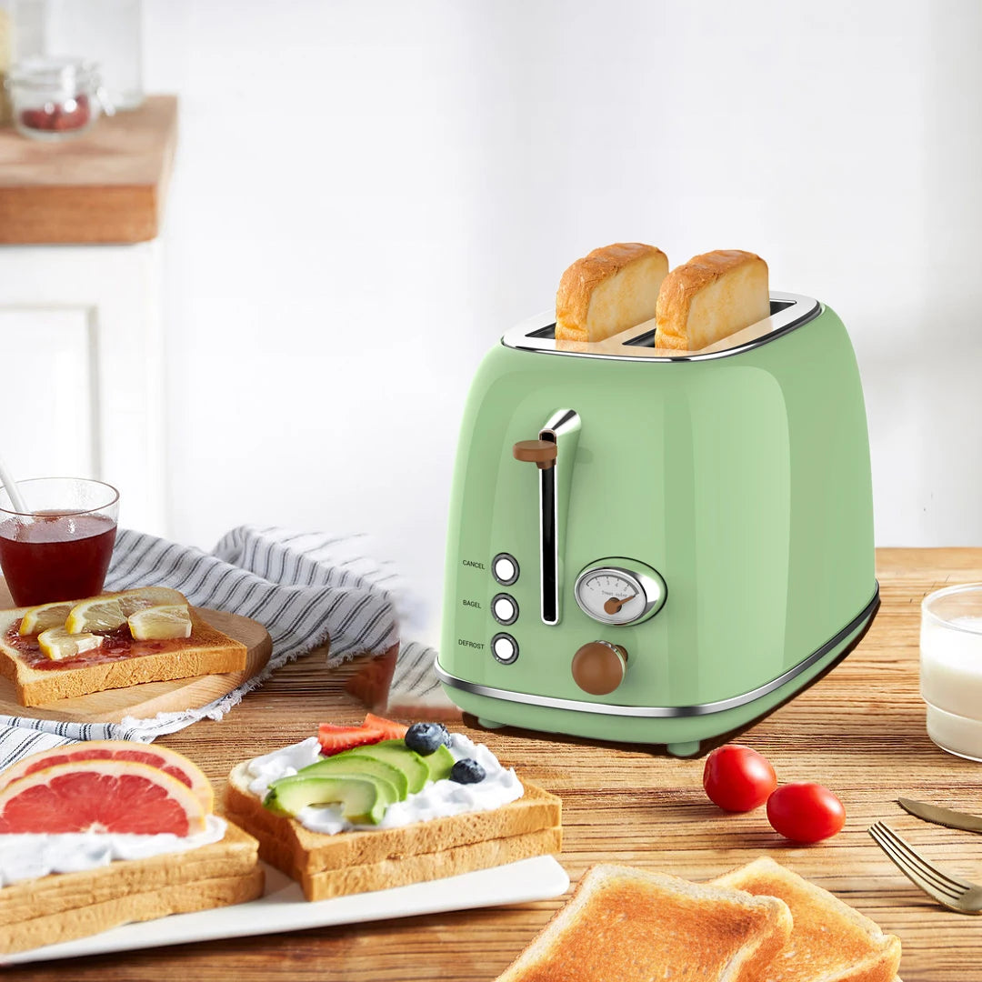 JMT-852874 Retro 2-Slice Stainless Steel Bread Toaster for Household Kitchen Use