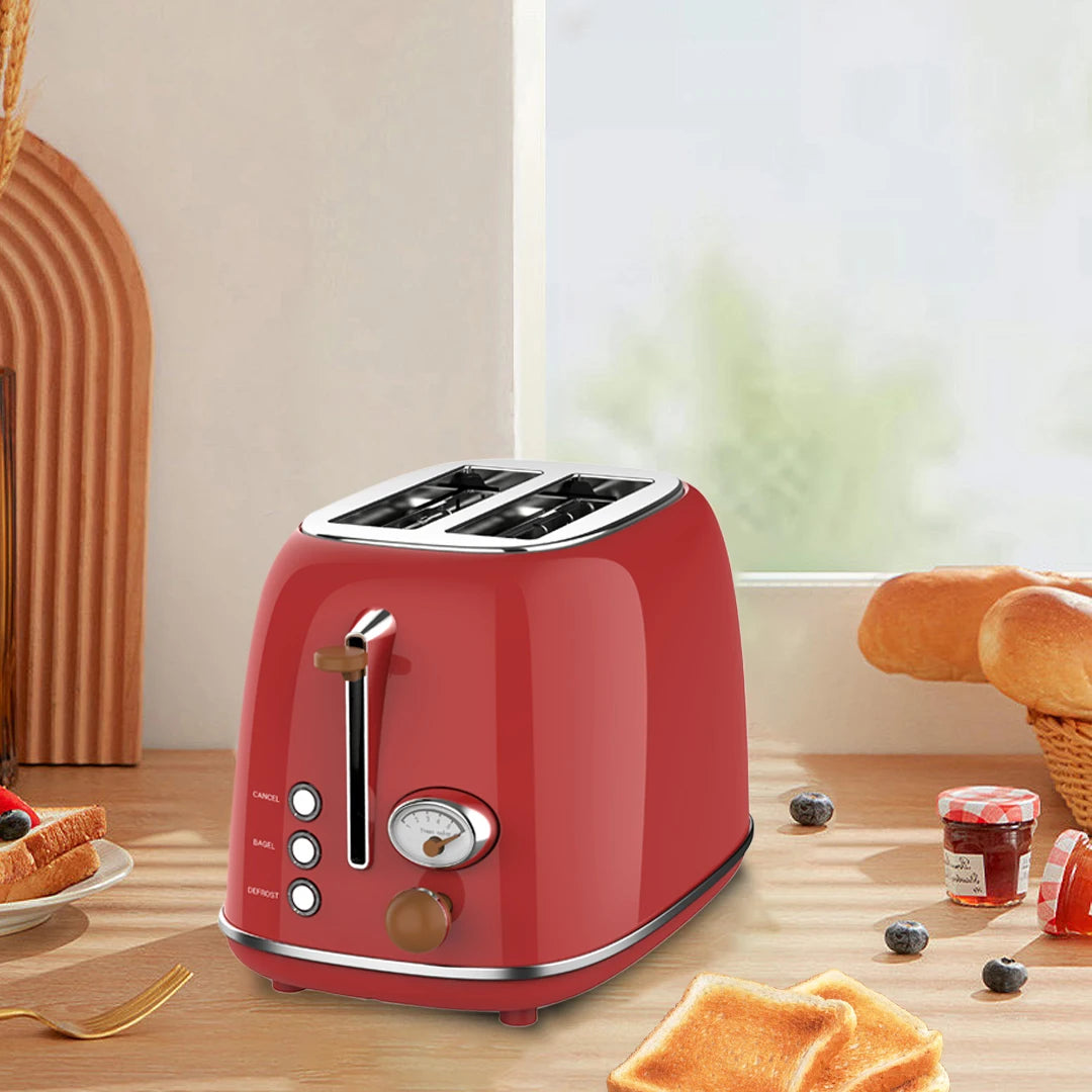 JMT-852874 Retro 2-Slice Stainless Steel Bread Toaster for Household Kitchen Use