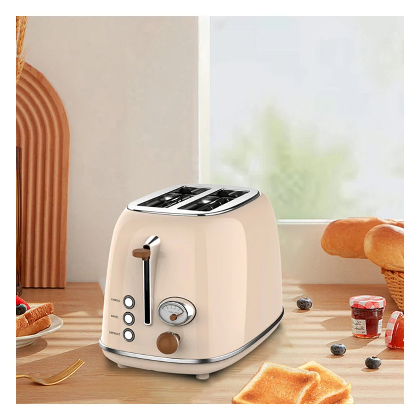 JMT-852874 Retro 2-Slice Stainless Steel Bread Toaster for Household Kitchen Use