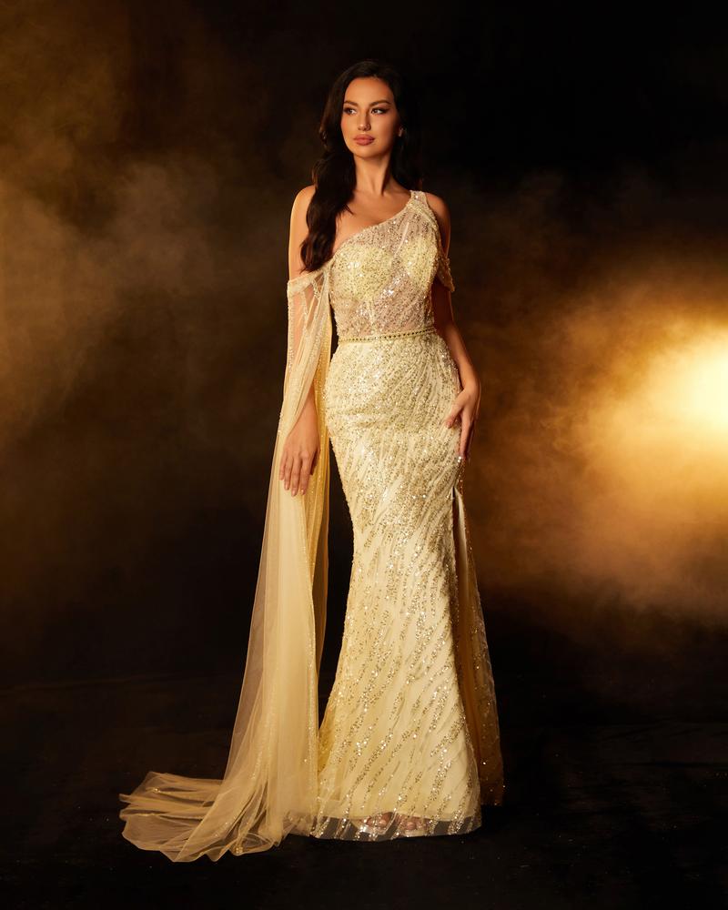 JMT-853450 Elegant Yellow Evening Dress for Women - Style SH0100