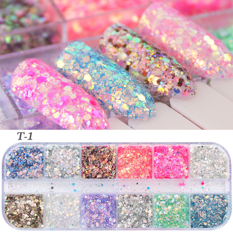 JMT-853514 Glitter Nail Polish Collection: Shell Powder, Laser Sequins, Chameleon Effects & More