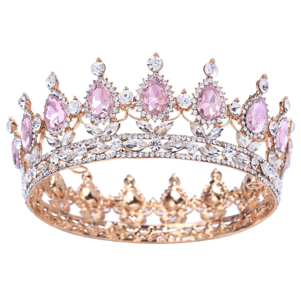 JMT-853898 Baroque Diamond Crown Headdress with Multi-Color Crystal Accents