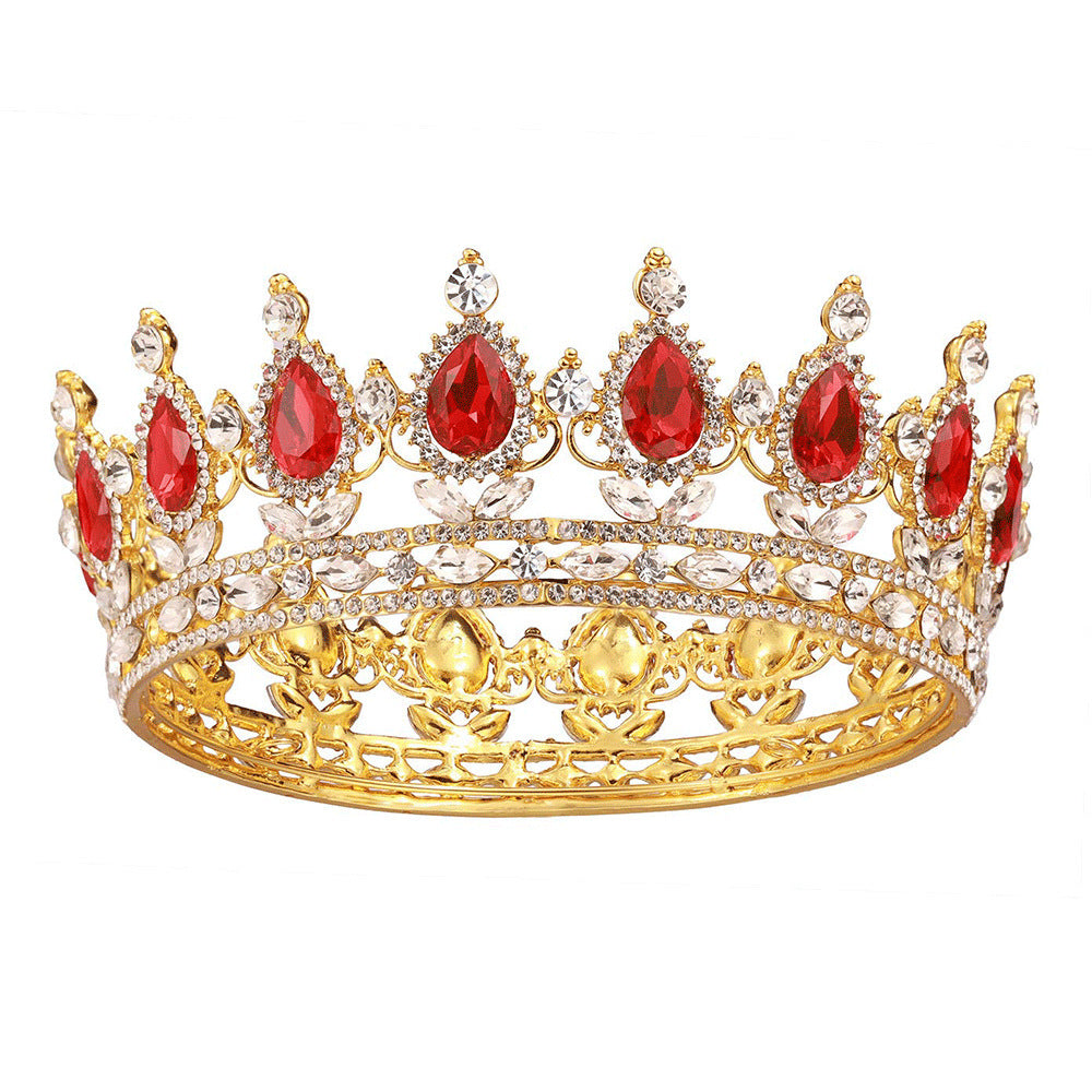 JMT-853898 Baroque Diamond Crown Headdress with Multi-Color Crystal Accents