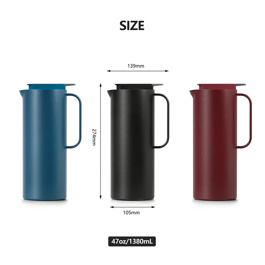 JMT-854474 Large Capacity 47oz Double Wall Insulated Stainless Steel Vacuum Coffee and Tea Pot