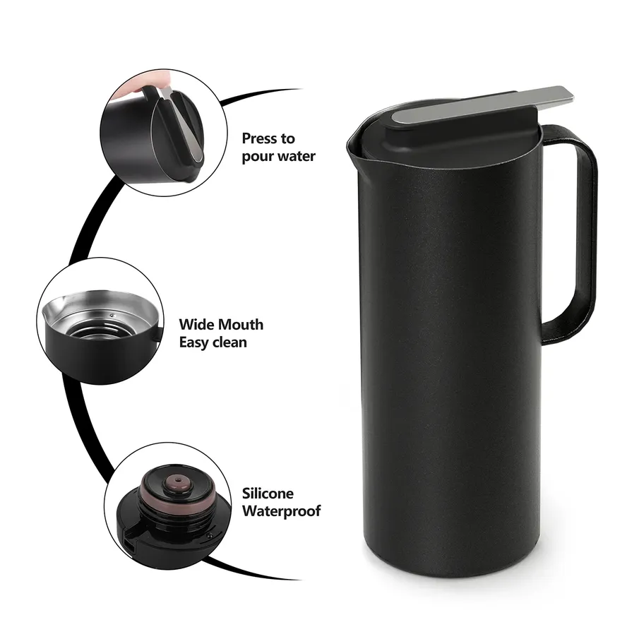 JMT-854474 Large Capacity 47oz Double Wall Insulated Stainless Steel Vacuum Coffee and Tea Pot