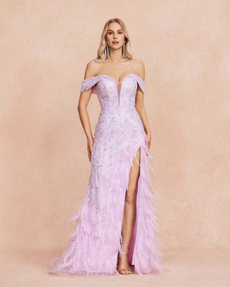 JMT-854602 Elegant Purple Evening Gown for Women, Style SH0086