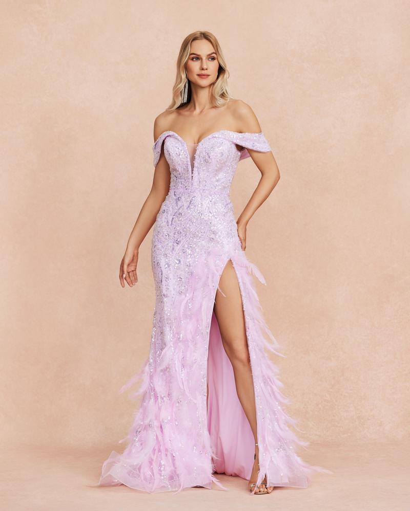 JMT-854602 Elegant Purple Evening Gown for Women, Style SH0086