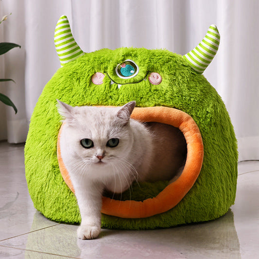 JMT-854666 Cozy Cartoon Monster Enclosed Pet Bed for Dogs and Cats - Soft and Warm for All Seasons