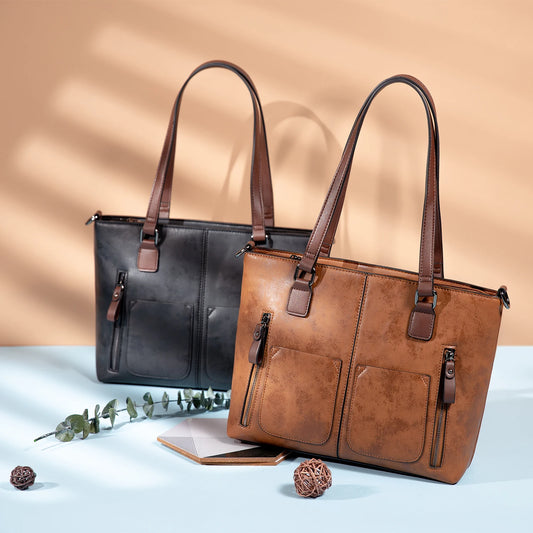 JMT-855178 Stylish Vintage PU Leather Handbag for Women - Ideal for Laptops and Everyday Use
