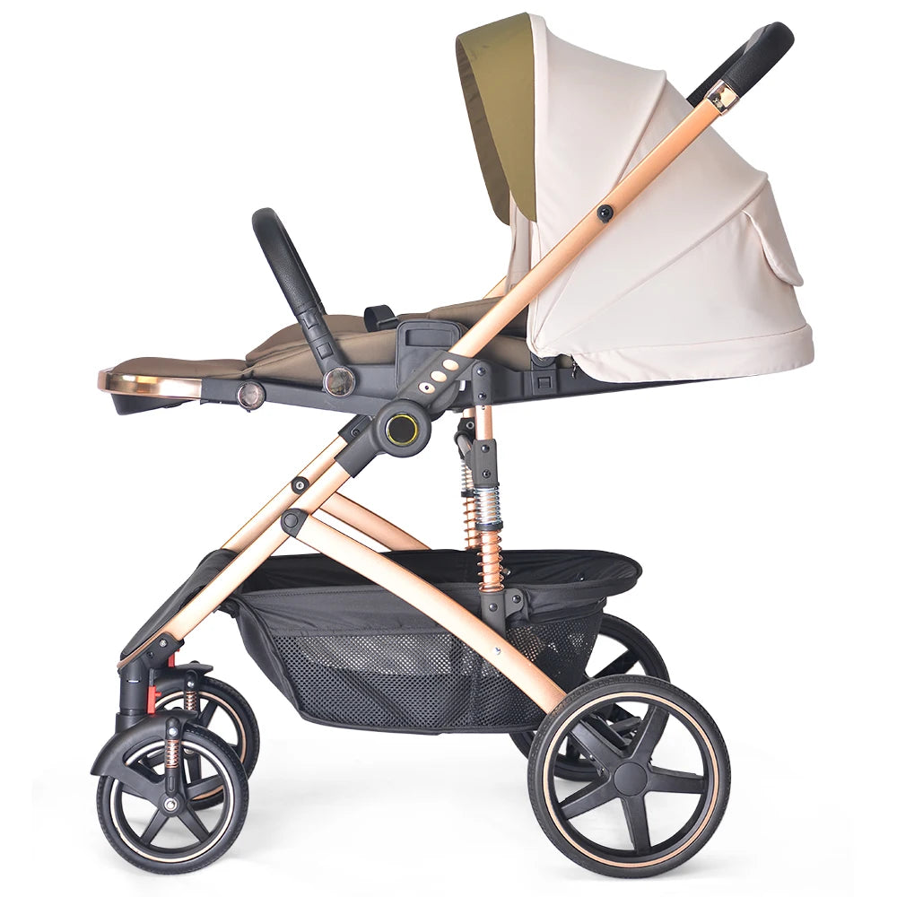 JMT-855370 Luxury 3-in-1 Foldable Travel Baby Stroller with Car Seat and Bassinet Functionality